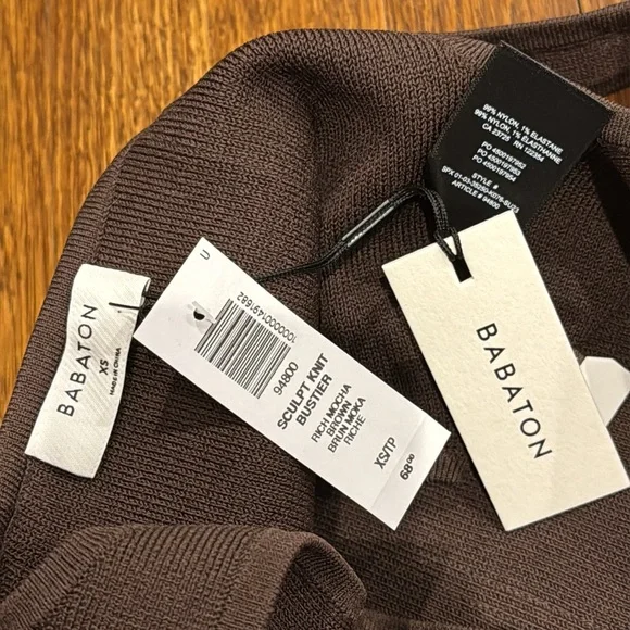 NWT Aritzia Babaton Sculpt Knit Bustier Rich Mocha Brown - Picture 5 of 5
